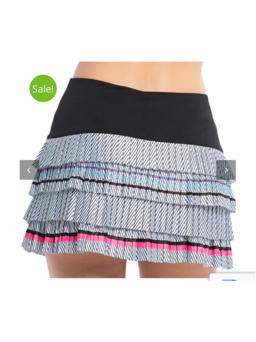 Women's Lucky in Love Prep it Up Pleated Mini Skirt Size S Black White Striped